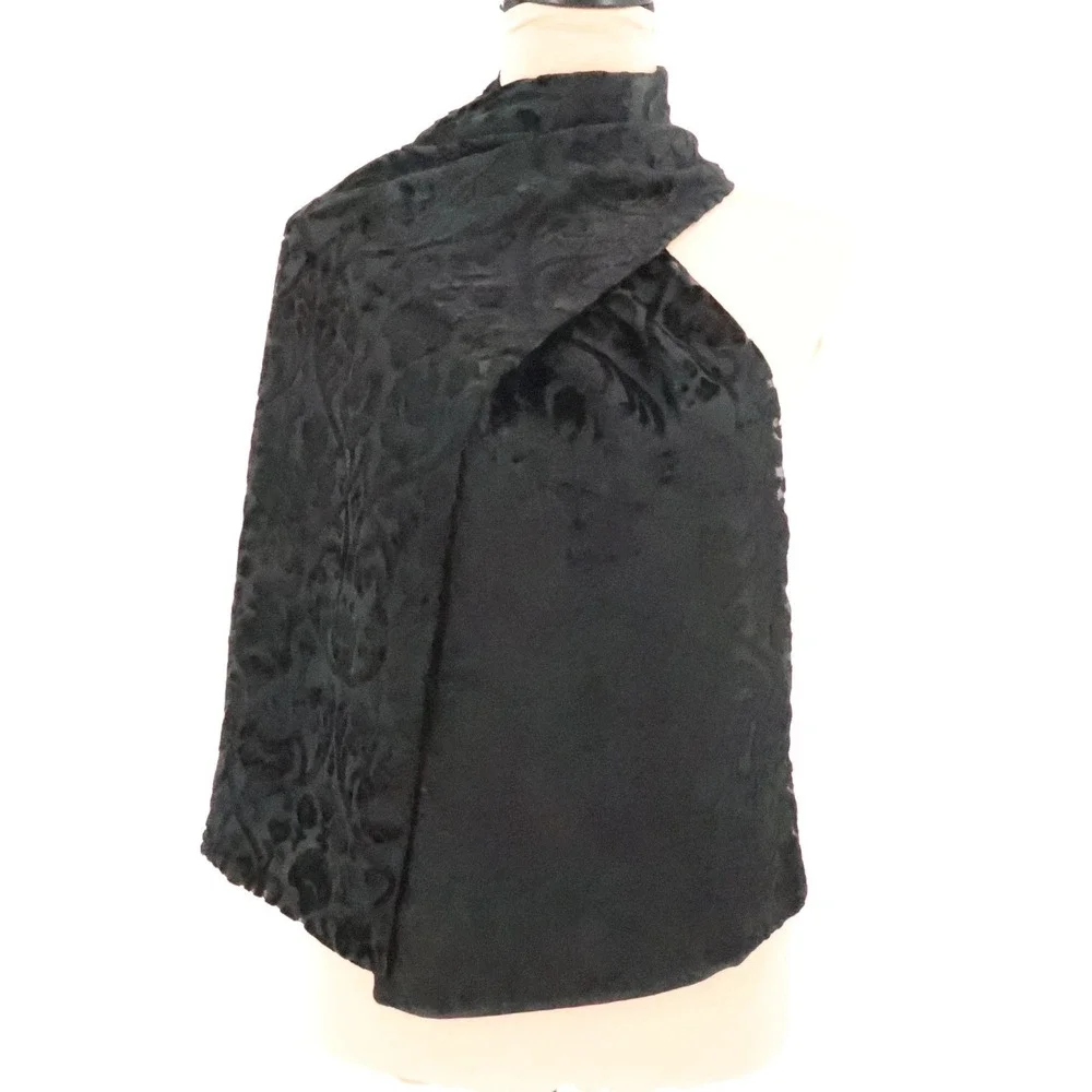Gap Vintage 90s Burnout Velvet Wrap Scarf Womens Black Floral Regency Evening